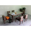 Compact Solid Design Water Hyacinth Dining Set For Indoor Natural Wicker Furniture